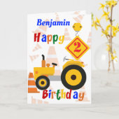 Straßenbaufahrzeug 2. Geburtstag Karte (Gelbe Blume)