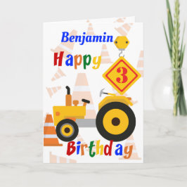 Straßenbaufahrzeug 3. Geburtstag Karte
