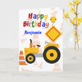 Straßenbaufahrzeug glücklich zum Geburtstag Karte (Gelbe Blume)