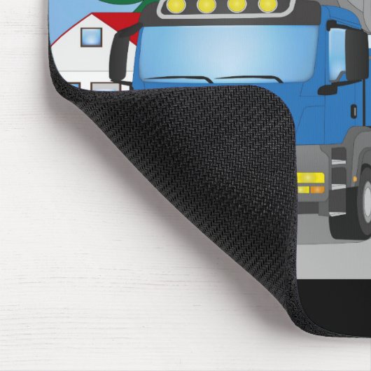 Straßenbaustelle mit blauem LKW und gelben Bagger Mousepad (Ecke)