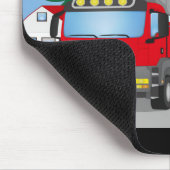 Straßenbaustelle mit rotem LKW und gelben Bagger Mousepad (Ecke)