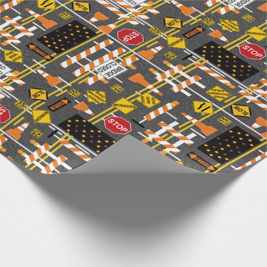 Straßenbauzeichen Geschenkpapier (Ecke)