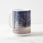 Straßenbeleuchtung und Schneebäume Kaffeetasse (Vorderseite Links)
