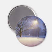 Straßenbeleuchtung und Schneebäume Magnet (Vorderseite/Rückseite)