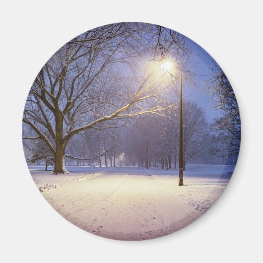 Straßenbeleuchtung und Schneebäume Magnet (Vorne)