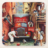Straßenblock von Norman Rockwell Rechteckiger Pappuntersetzer (Vorderseite)