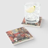 Straßenblock von Norman Rockwell Steinuntersetzer (Seitenansicht)