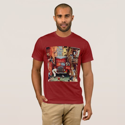 Straßenblock von Norman Rockwell T-Shirt (Vorne ganz)