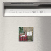 Straßencafé, Chania, Kreta, Griechenland Magnet (In Situ (Geschirrspüler))