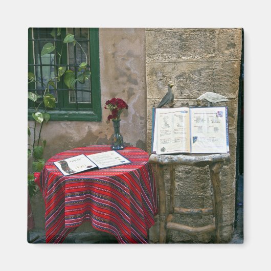 Straßencafé, Chania, Kreta, Griechenland Magnet (Vorne)