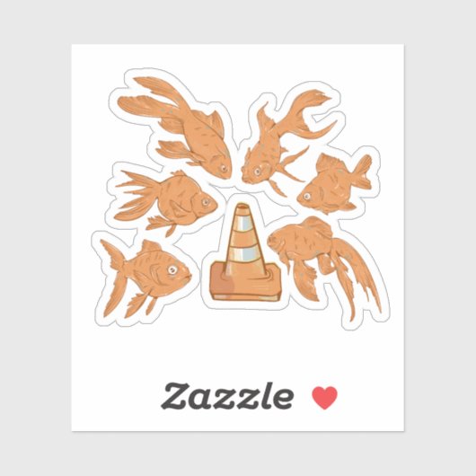 Straßencones und orangefarbener Goldfisch Aufkleber (Blatt)