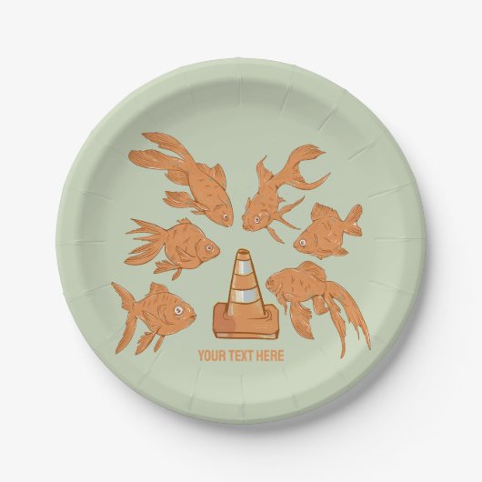 Straßencones und orangefarbener Goldfisch Pappteller (Vorderseite)