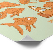 Straßencones und orangefarbener Goldfisch Poster (Ecke)