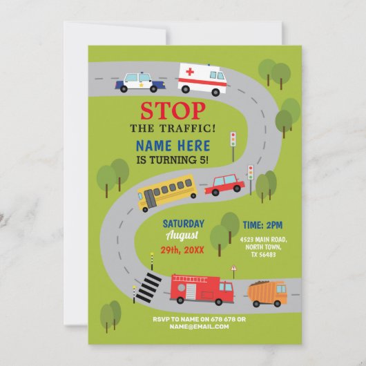 Straßenfahrzeuge der Polizei Einladung (Vorderseite)