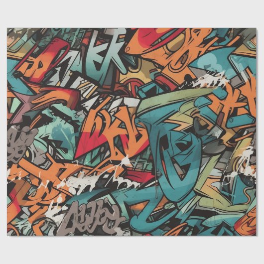 Straßengraffiti-Muster Geschenkpapier (Flach)