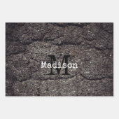 Straßengrau-Linien Monogram Geschenkpapier Set (Vorderseite 2)