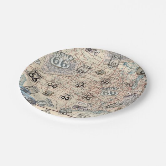 Straßenkarte des Weg-66 Pappteller (Schrägansicht)