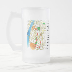 Straßenkarte Florenz Italien in Watercolor Mattglas Bierglas