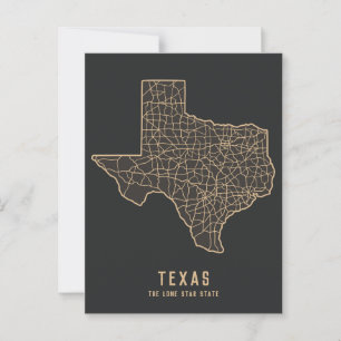 Straßenkarte für den US-Staat in Texas - der Staat Postkarte