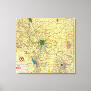 Straßenkarte Idaho, Mont, Wyo Karte Leinwanddruck