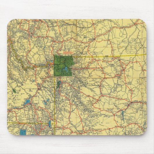 Straßenkarte Idaho, Mont, Wyo-Karte Mousepad (Vorne)