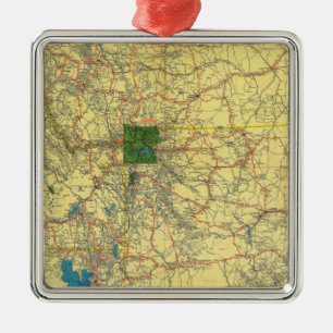 Straßenkarte Idaho, Mont, Wyo Karte Ornament Aus Metall