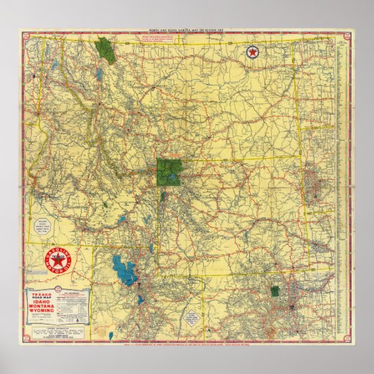 Straßenkarte Idaho, Mont, Wyo Map Poster (Vorne)