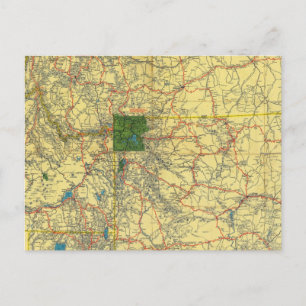 Straßenkarte Idaho, Mont, Wyo Map Postkarte