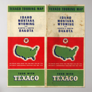 Straßenkarte Idaho, Mont, Wyo Poster