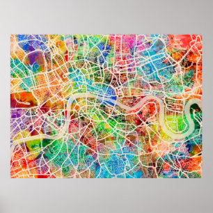 Straßenkarte Londons England Poster