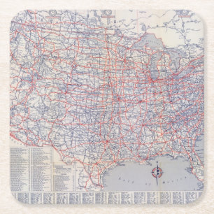 Straßenkarte Vereinigte Staaten Rechteckiger Pappuntersetzer