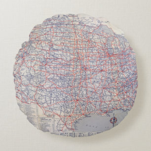 Straßenkarte Vereinigte Staaten Rundes Kissen