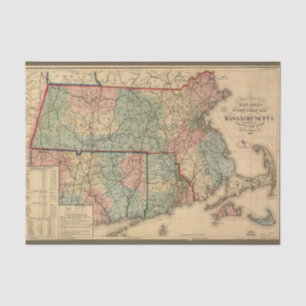 Straßenkarte von Massachusetts, 1879 Decoupage Seidenpapier