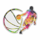 Straßenkartenkorb farbenfrohe Silhouette Basketbal Aufkleber (Vorderseite)
