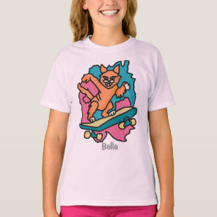 Straßenkatze auf Skateboard Funny T-Shirt