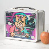 Straßenkatze mit Kopfhörern | Funny Metall Brotdose (Beispiel)