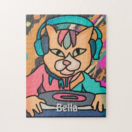 Straßenkatze mit Kopfhörern | Funny Puzzle (Vertikal)