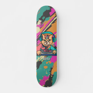 Straßenkatze mit Kopfhörern   Funny Skateboard