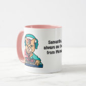 Straßenkatze mit Kopfhörern | Funny Tasse (Vorderseite Links)