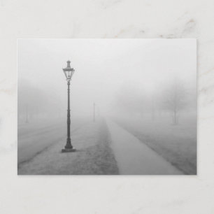 Straßenlampen im Nebel Postkarte