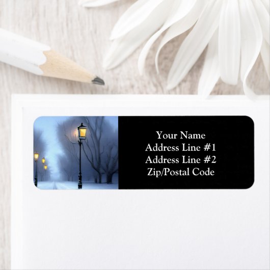 Straßenlampen leuchten Winterwunderland (Insitu)