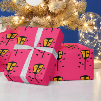 Straßenlaterne und Motten Geschenkpapier