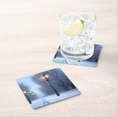 Straßenleuchten leuchten im Winter Wonderland Rechteckiger Pappuntersetzer (Vor Ort)