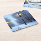 Straßenleuchten leuchten im Winter Wonderland Rechteckiger Pappuntersetzer (angewinkelt)