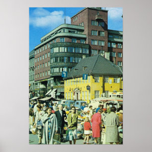 Straßenmarkt Vintagen Norwegens, Oslo Poster