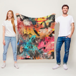 Straßenmural mit geschichteten Tropfen und städtis Fleecedecke