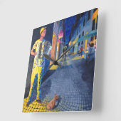 Straßenmusiker-Doggie-Uhr Quadratische Wanduhr (Winkel)