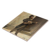 Straßenmusiker mit Gitarre (von Gerolamo Induno) Fliese (Seite)