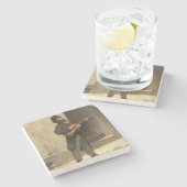 Straßenmusiker mit Gitarre (von Gerolamo Induno) Steinuntersetzer (Seitenansicht)