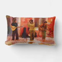 Straßenmusiker spielen Gitarre Mandolin und Flute